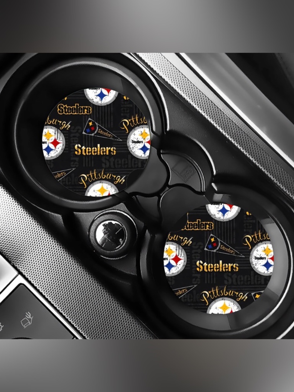 Steelers Pennant Car Coasters Absorbent Set of (2)
